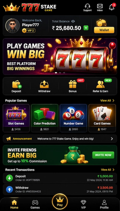 777STAKE Game dashboard image